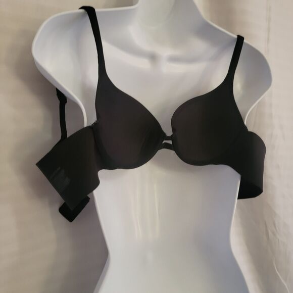 34A AUDEN Womens Black Plunging Padded Underwire Back Closure Push-Up Bra 3D - Picture 9 of 10